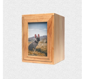 Economic and environmentally friendly pine wood framed pet cat and dog urn